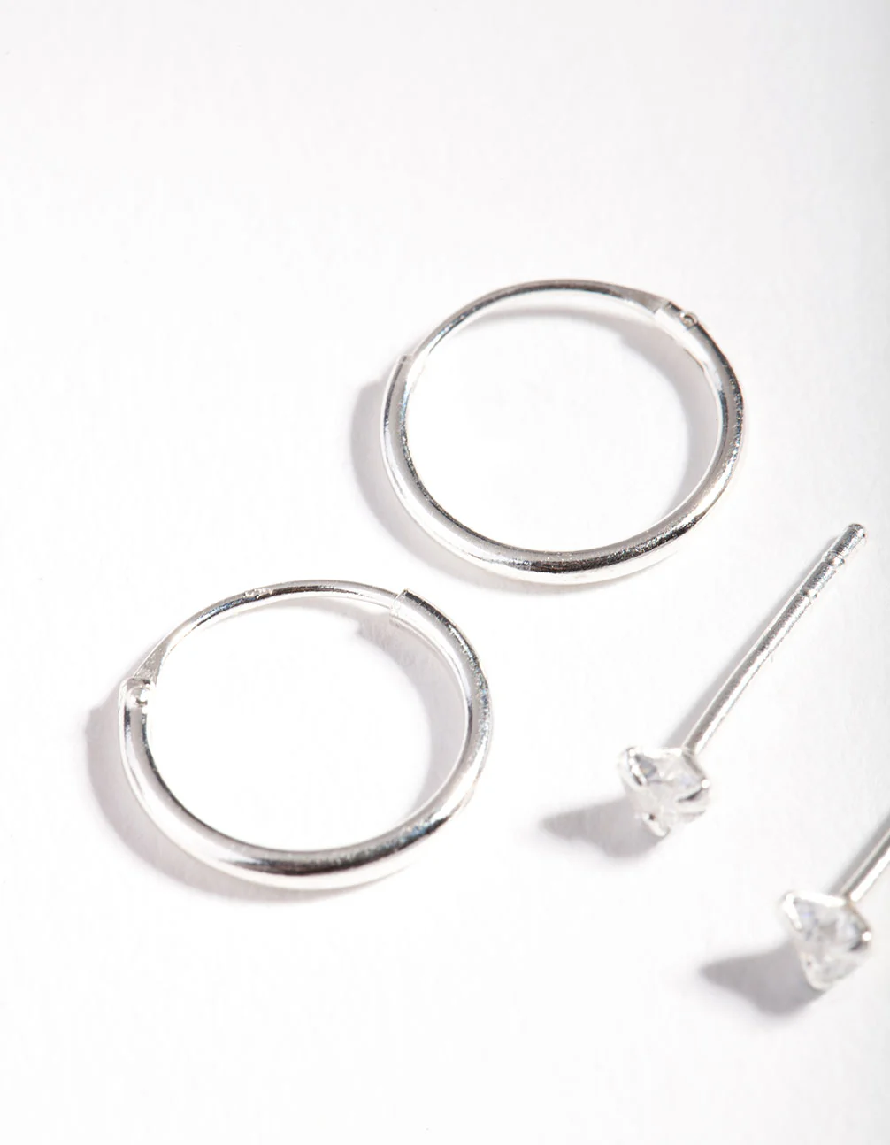 Sterling Silver Cubic Zirconia Heart Earring Pack - Image 3