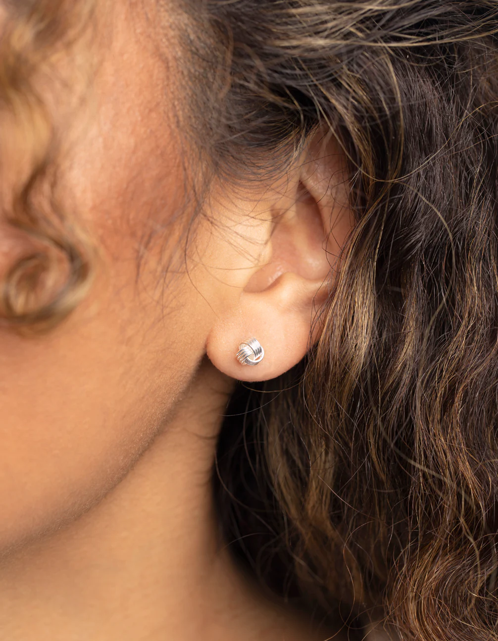 Sterling Silver Knot Stud Earrings - Image 2