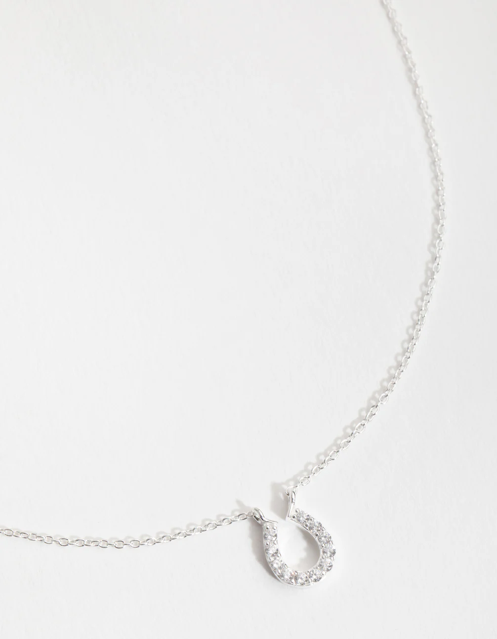 Sterling Silver Mini Pave Horseshoe Necklace - Image 2