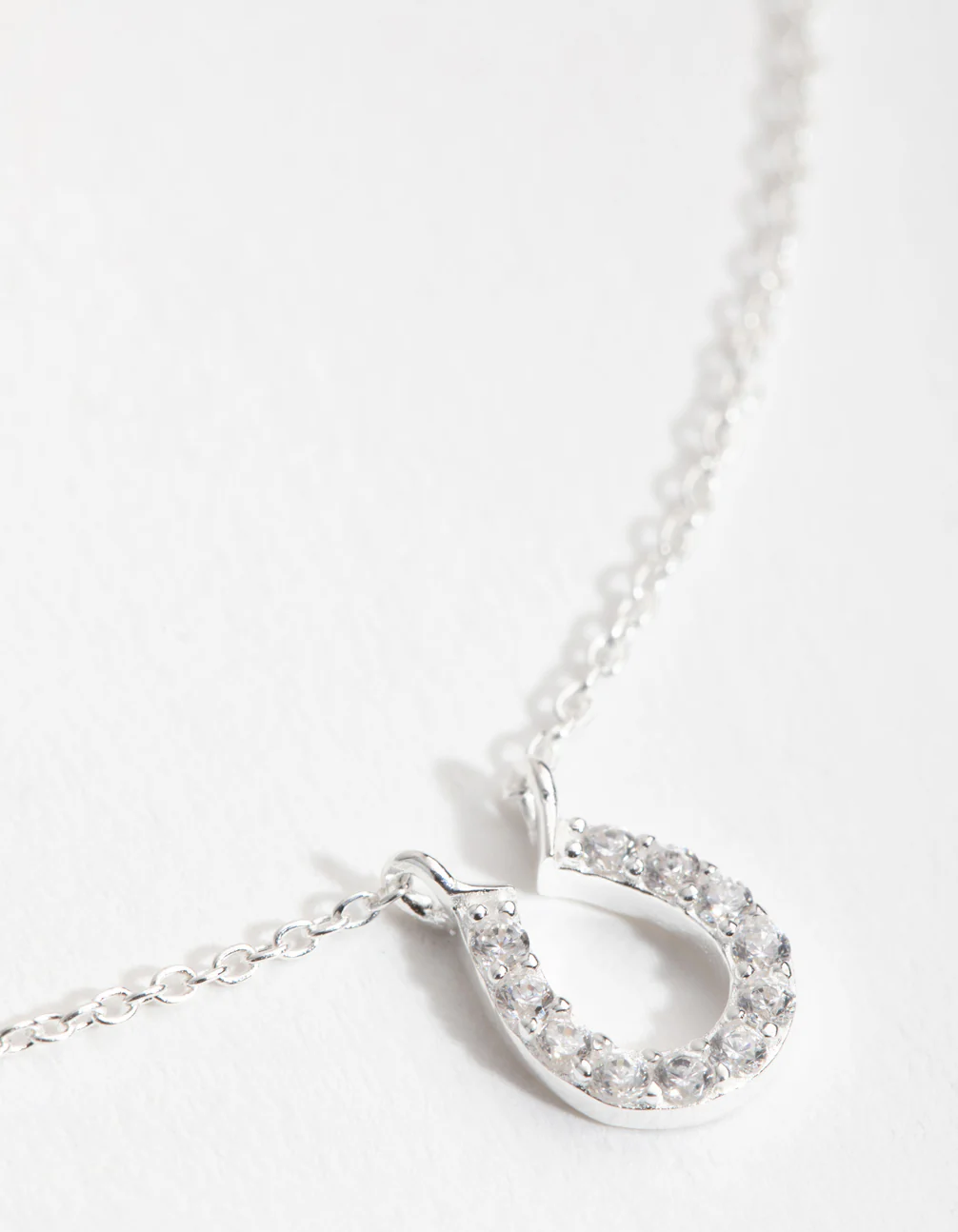 Sterling Silver Mini Pave Horseshoe Necklace - Image 4