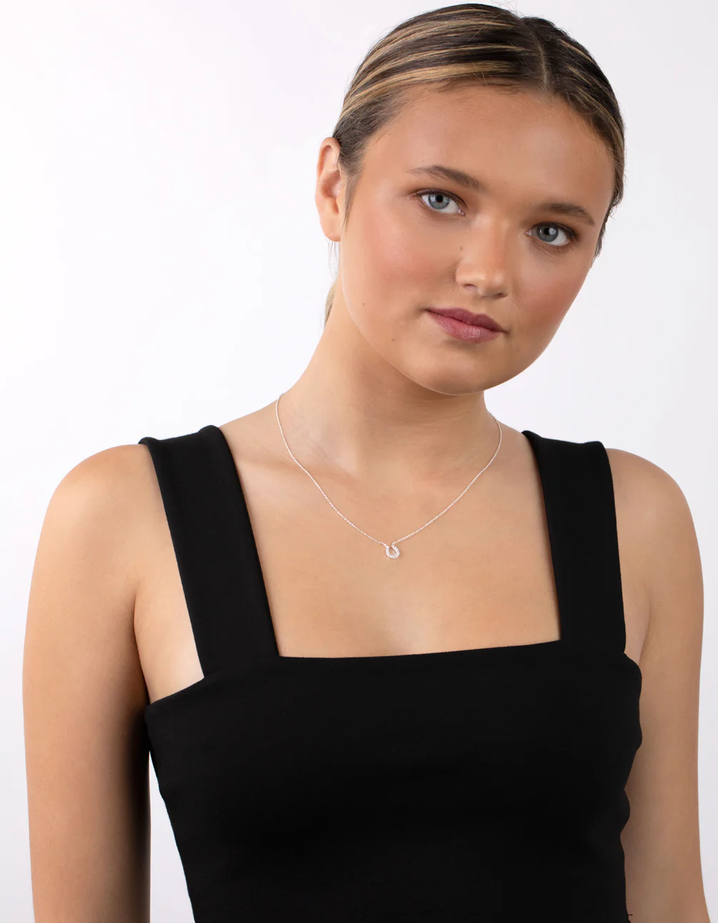Sterling Silver Mini Pave Horseshoe Necklace - Image 5