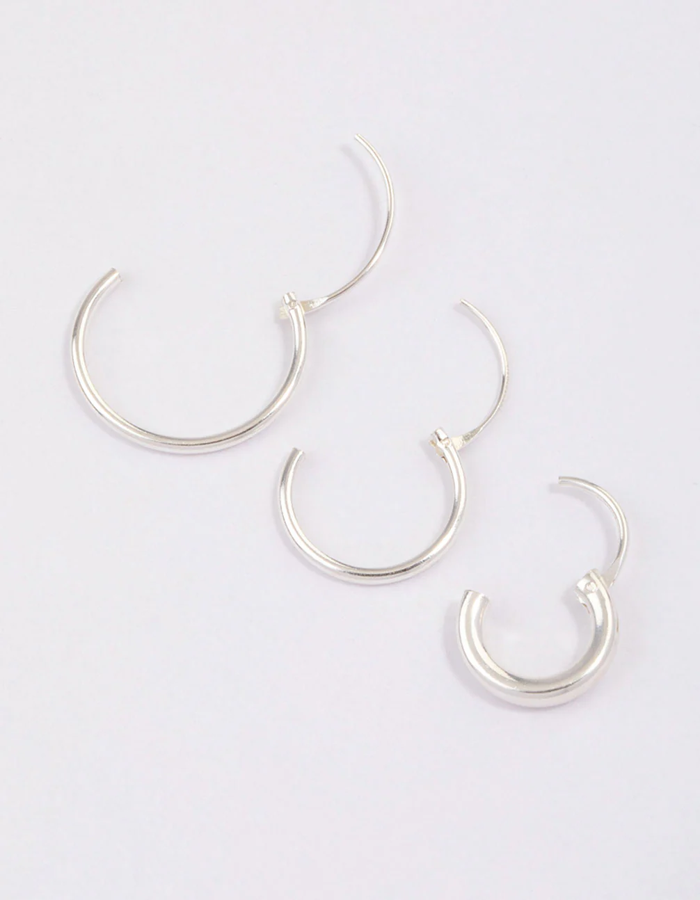 Sterling Silver Mixed Thick Hoop Earrings Pack - Image 2