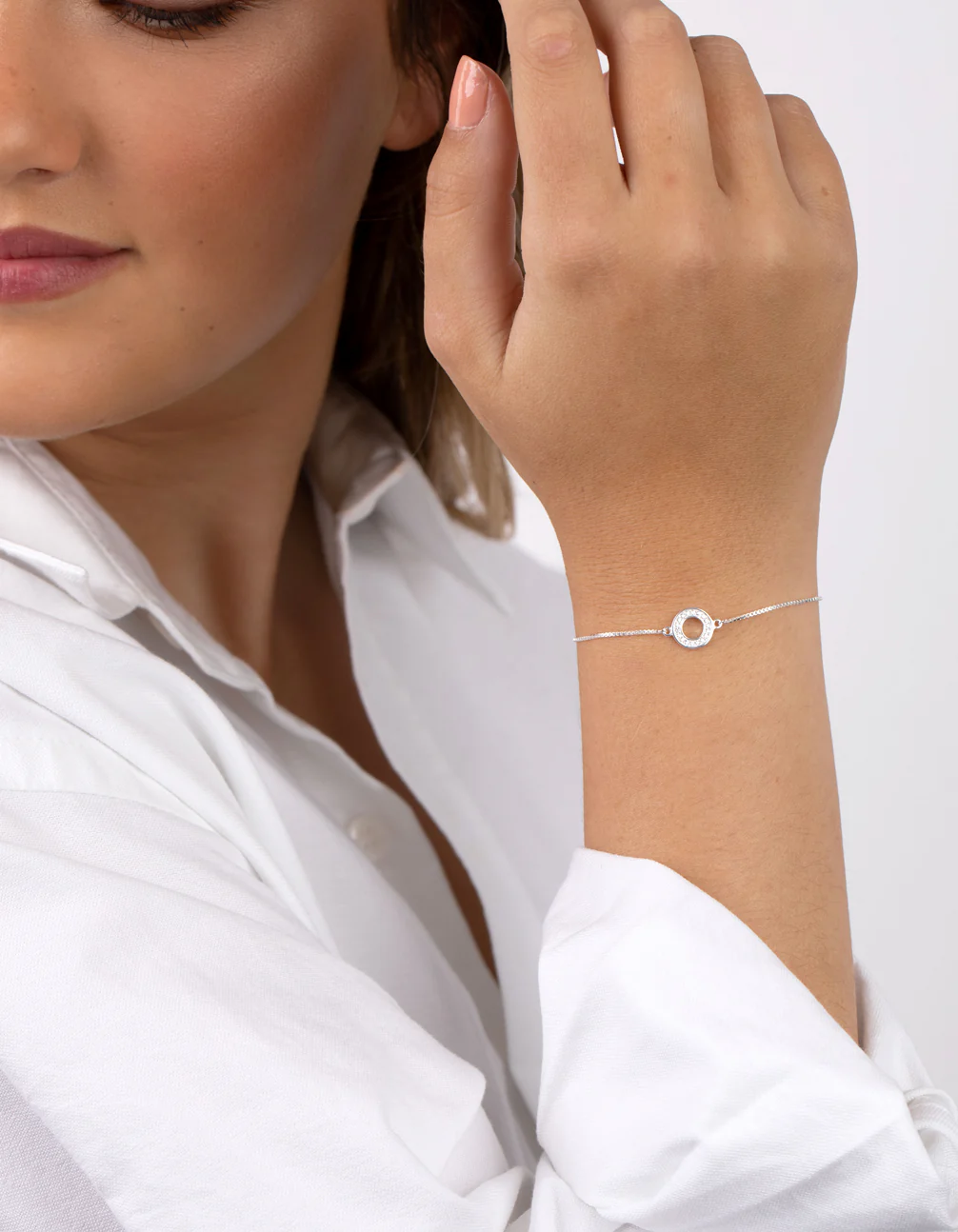 Sterling Silver Open Circle Toggle Bracelet - Image 2