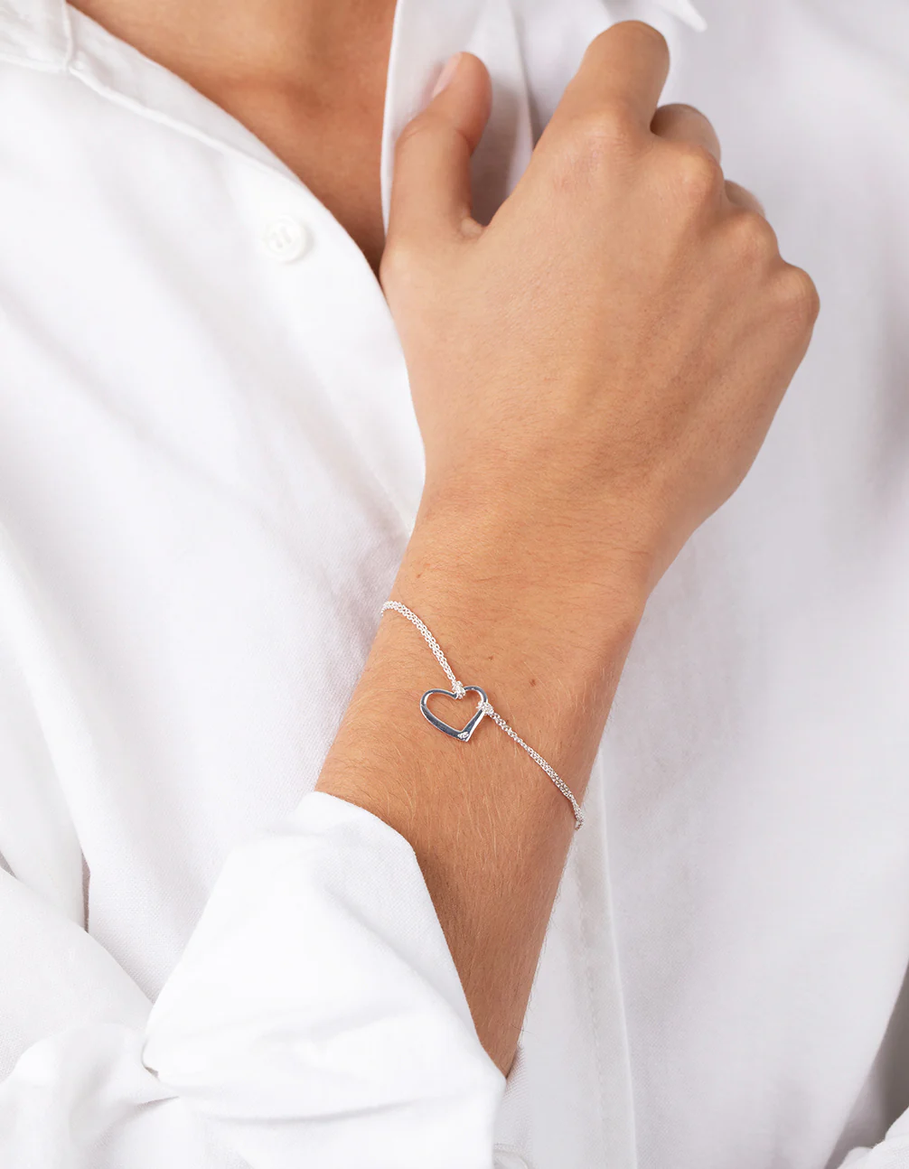 Sterling Silver Open Heart Bracelet - Image 2