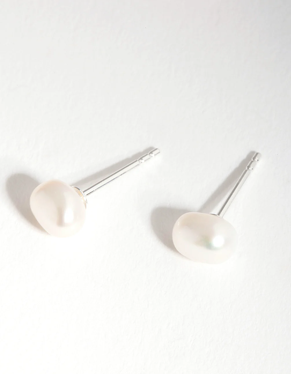 Sterling Siver Organic Freshwater Pearl Stud Earrings - Image 2