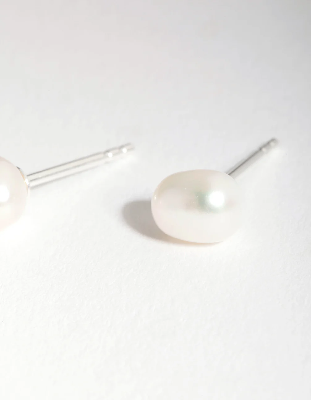 Sterling Siver Organic Freshwater Pearl Stud Earrings - Image 3