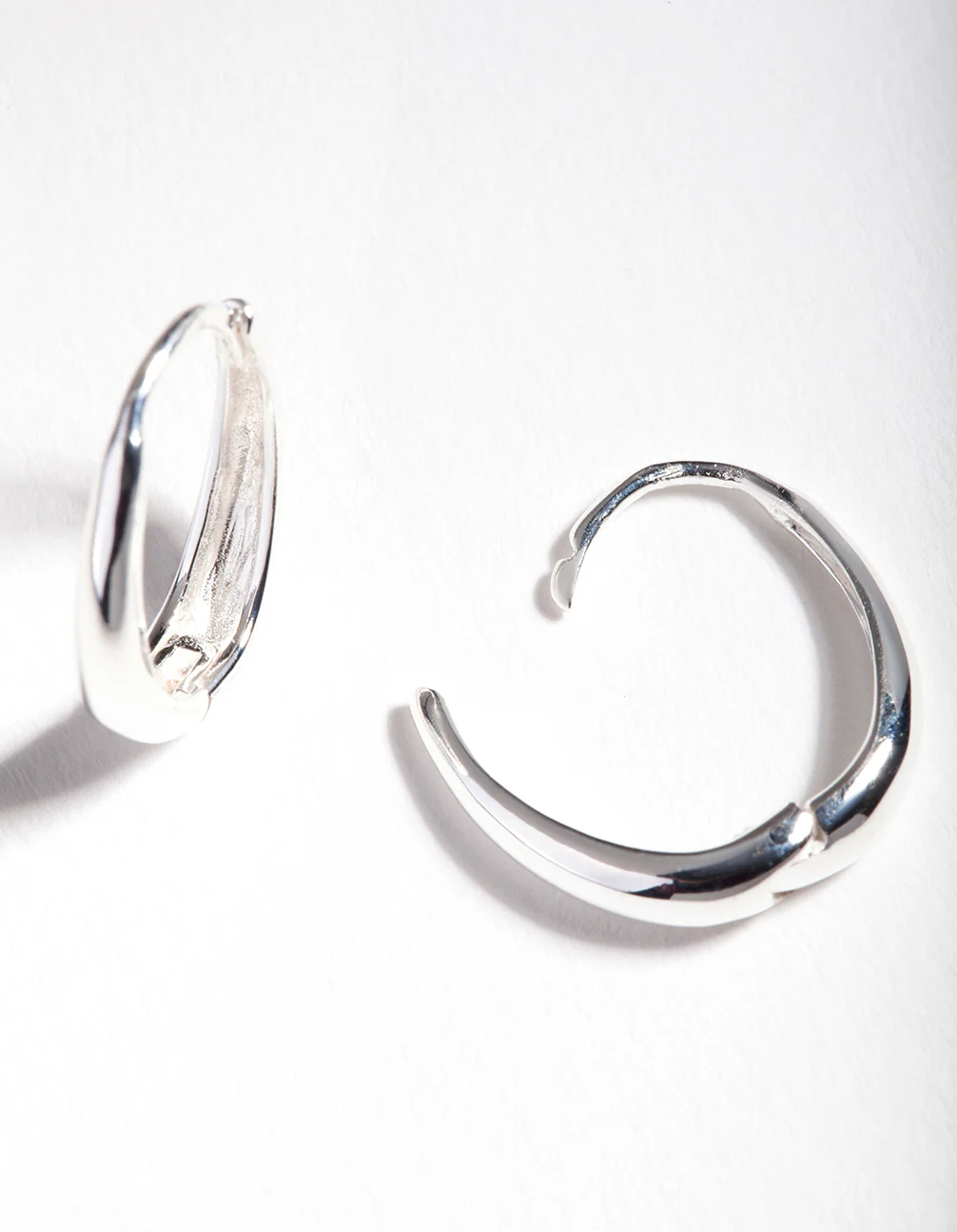 Sterling Silver Oval Drop Huggie Earrings - Image 3