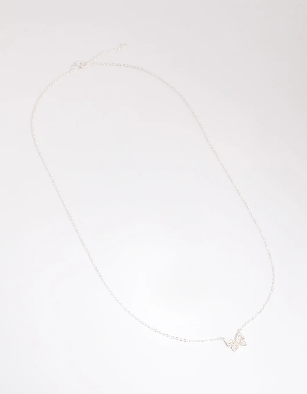 Sterling Silver Pave Butterfly Necklace - Image 2