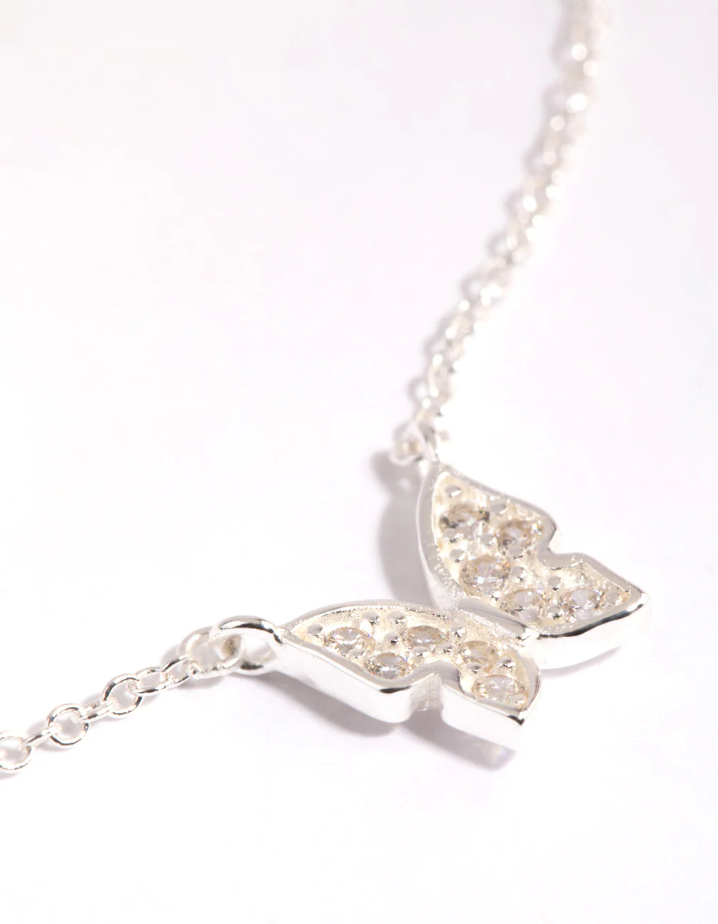 Sterling Silver Pave Butterfly Necklace - Image 3