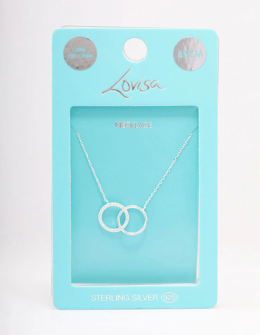 Sterling Silver Pave Link Hoop Pendant Necklace - Image 3