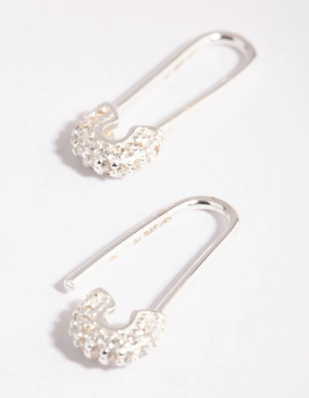 Sterling Silver Pave Safety Pin Earrings - Image 3