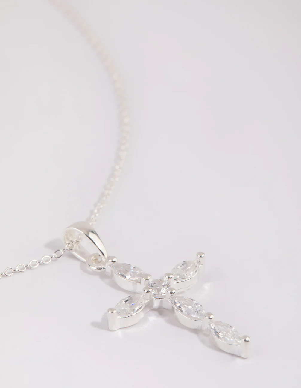 Sterling Silver Cubic Zirconia Cross Necklace - Image 3