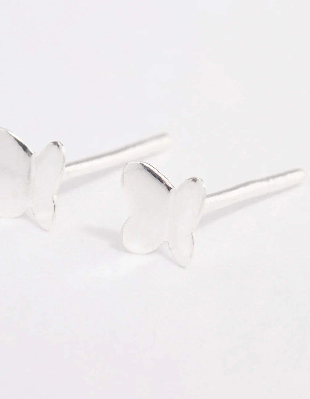 Sterling Silver Polished Butterfly Stud Earrings - Image 2