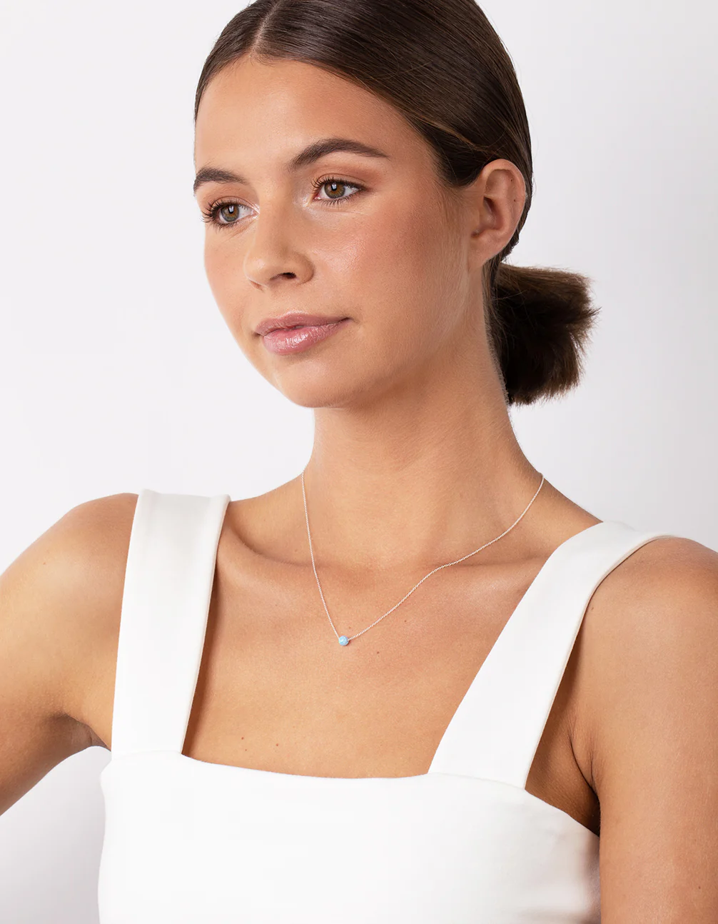 Sterling Silver Opalised Blue Bead Necklace - Image 3