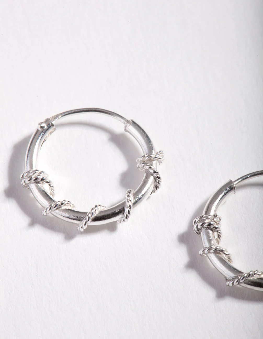 Sterling Silver Rope Twist Hoop Earrings - Image 2