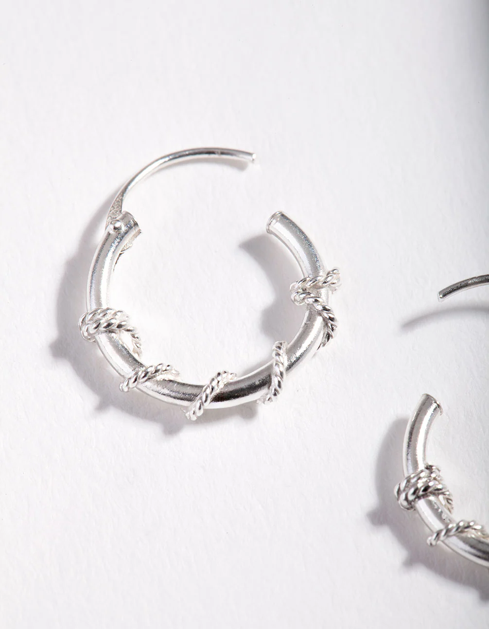 Sterling Silver Rope Twist Hoop Earrings - Image 3