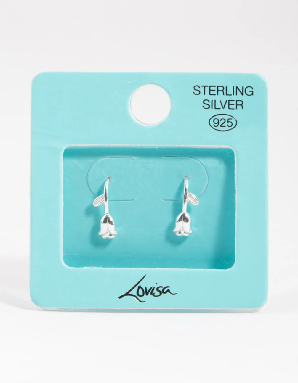 Sterling Silver Rose Drop Hoop Earrings - Image 4