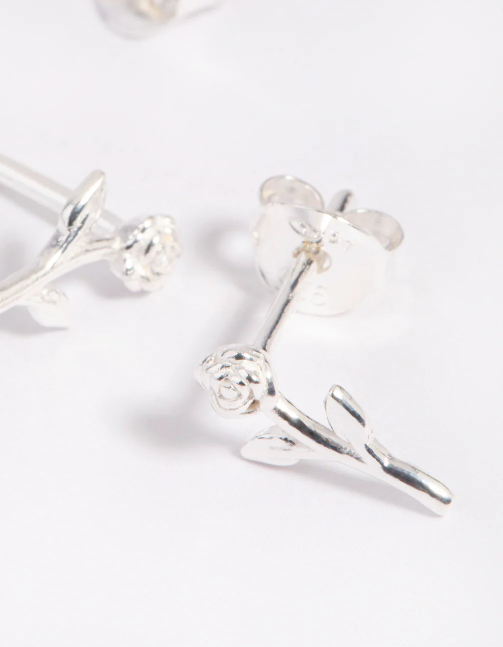 Sterling Silver Rose Stud Earrings - Image 3