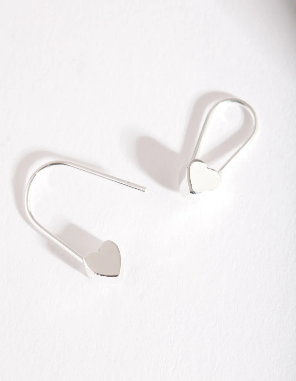 Silver Solid Heart Drop Earring - Image 2