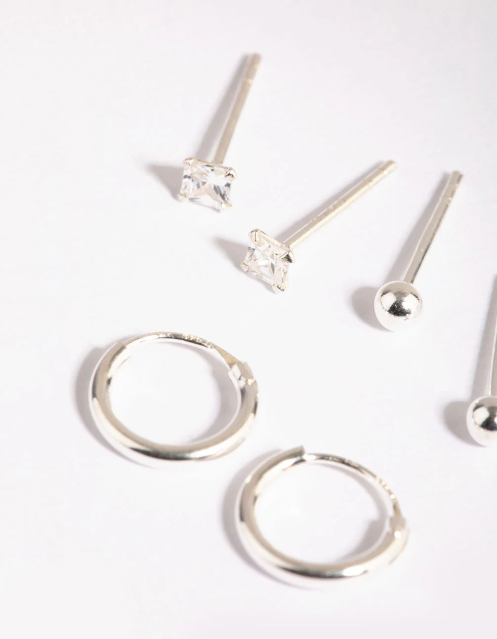 Sterling Silver Diamante Stud & Hoop Earring Pack - Image 2