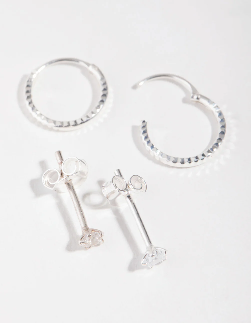 Sterling Silver Star Stud & Hoop Earrings - Image 2