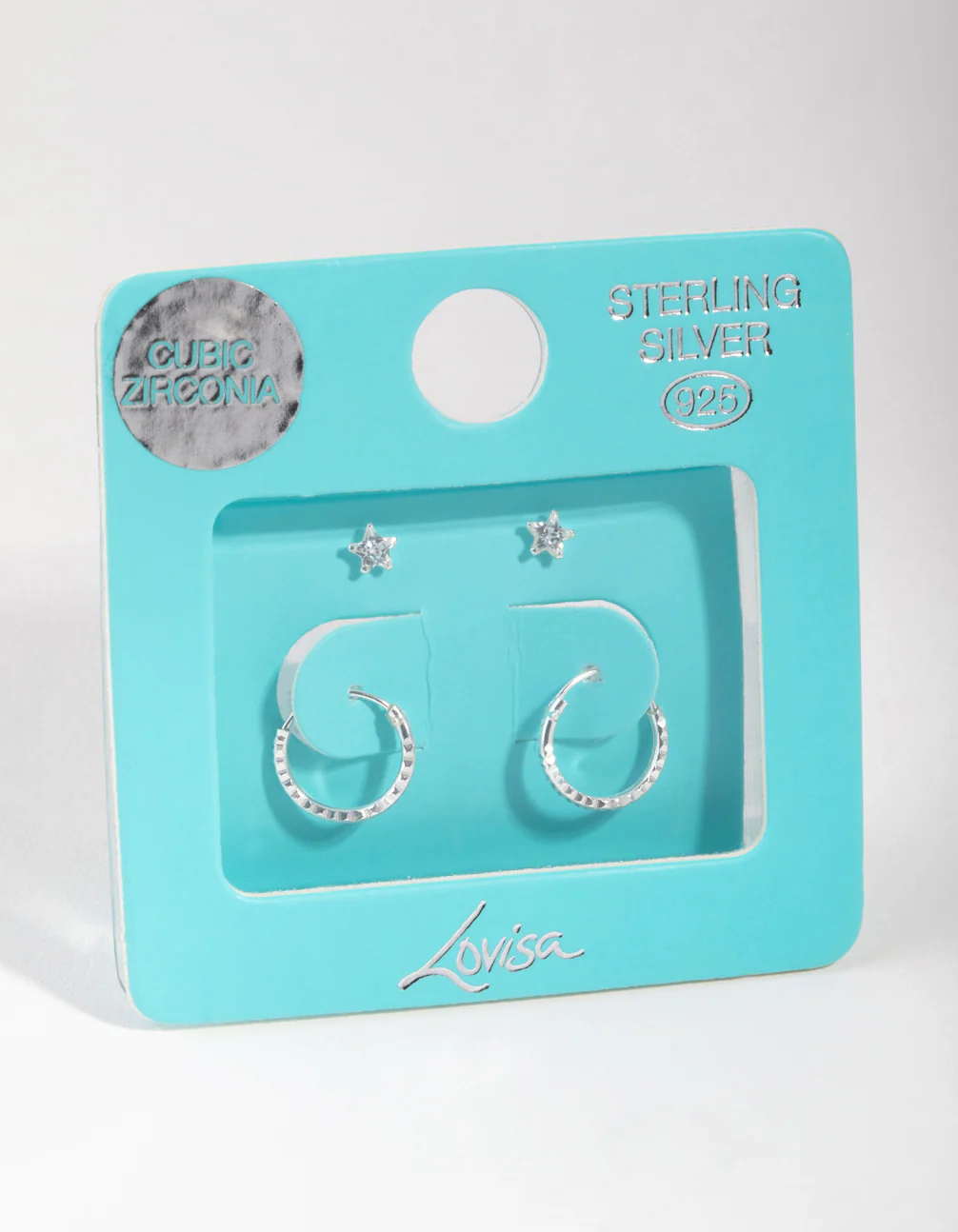 Sterling Silver Star Stud & Hoop Earrings - Image 3