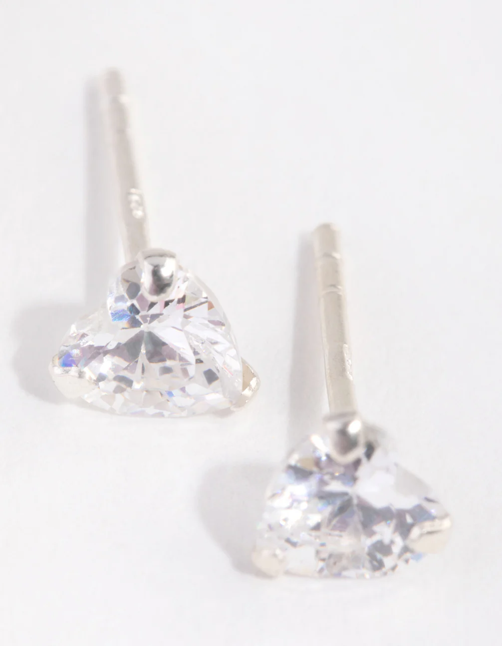 Sterling Silver Diamond Simulant & Cubic Zirconia Heart Stud Earring Pack - Image 2