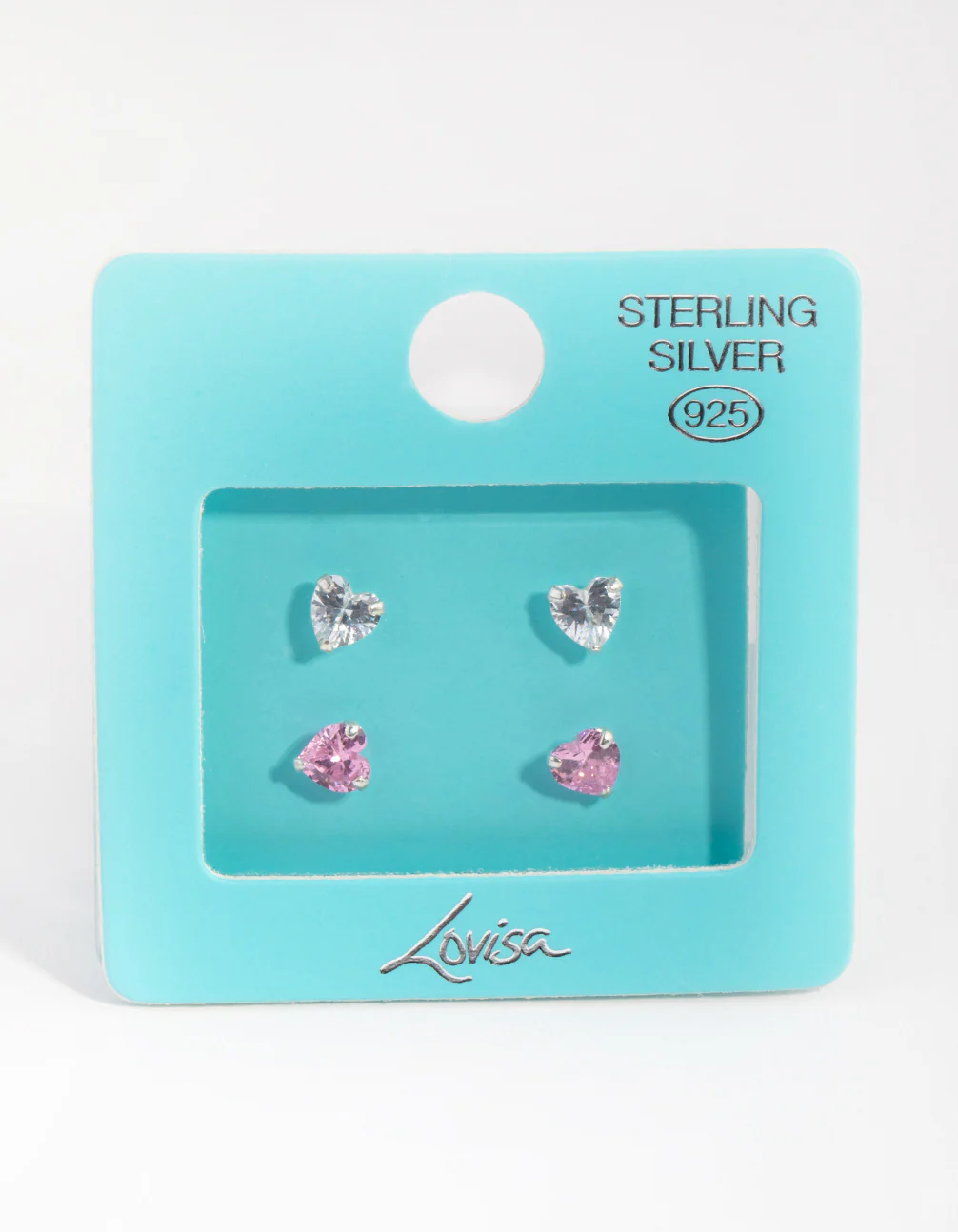 Sterling Silver Diamond Simulant & Cubic Zirconia Heart Stud Earring Pack - Image 4