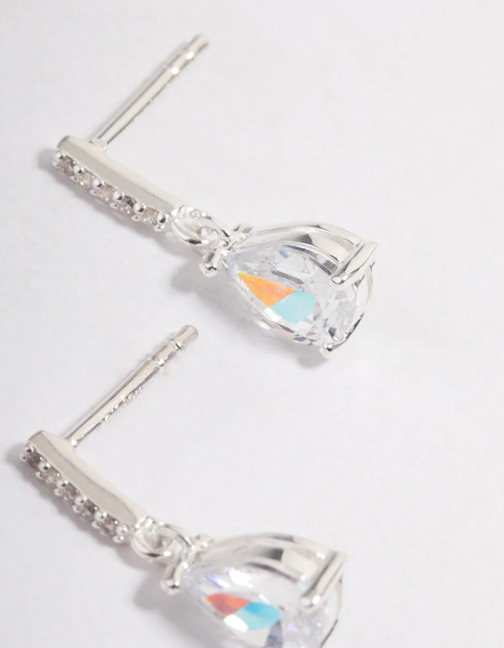 Sterling Silver Teardrop Cubic Zirconia Earrings - Image 2