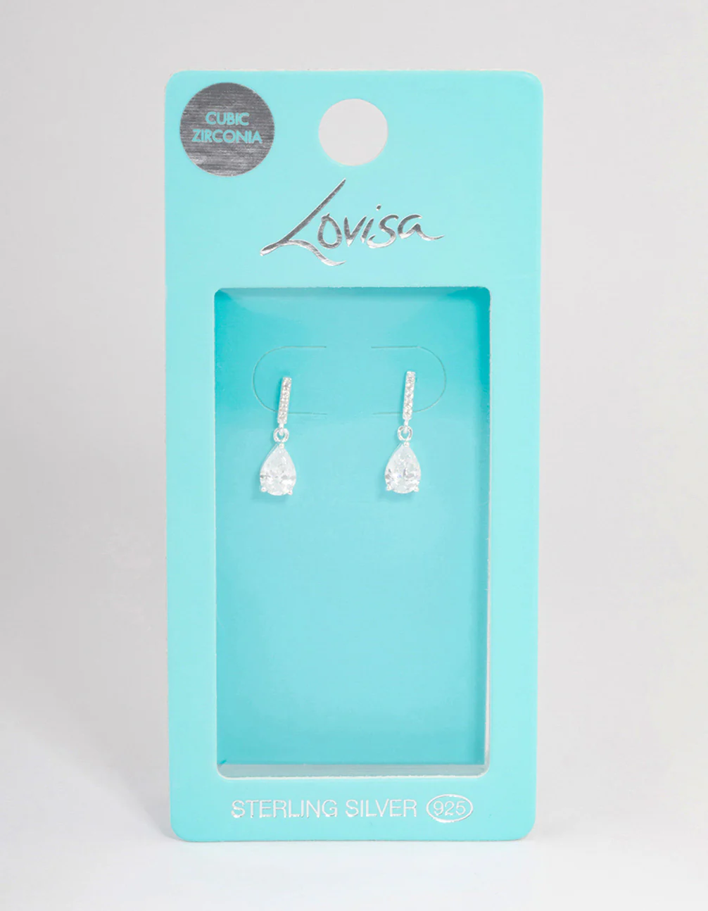 Sterling Silver Teardrop Cubic Zirconia Earrings - Image 3