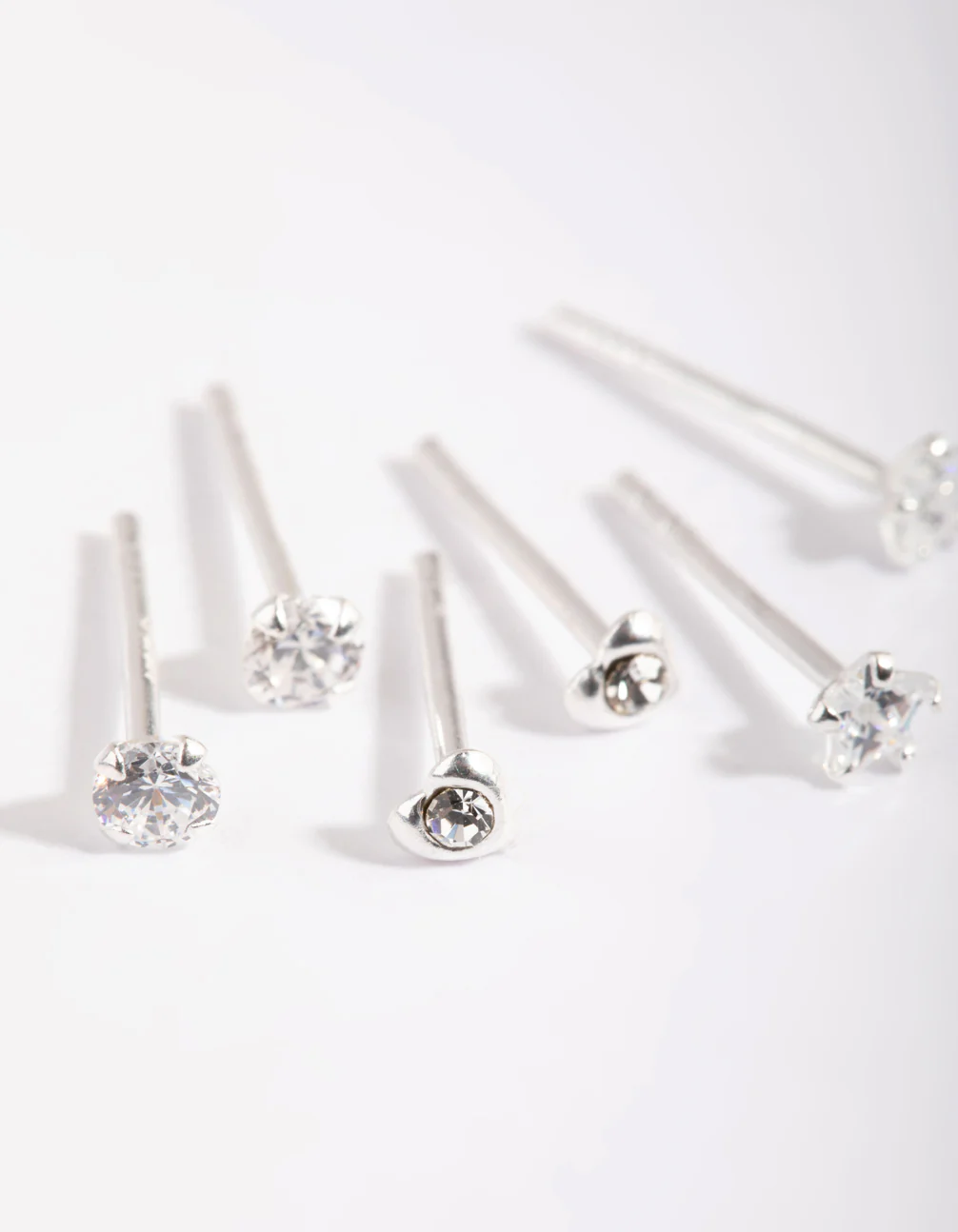 Sterling Silver Diamante Stud Earring Pack - Image 3