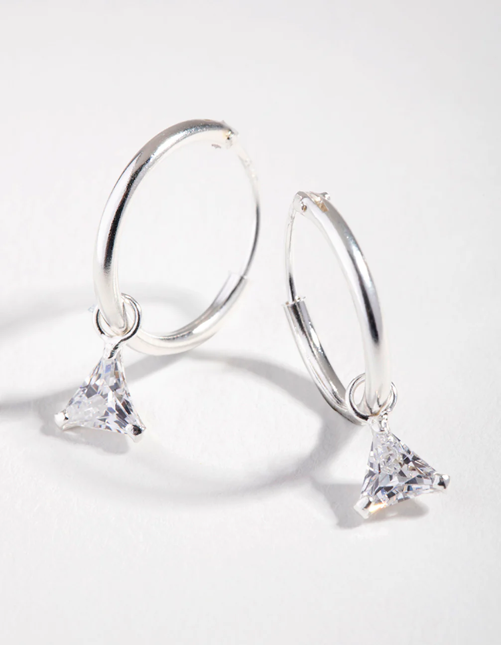 Cubic Zirconia Triangle Dangle Hoop Earrings - Image 2