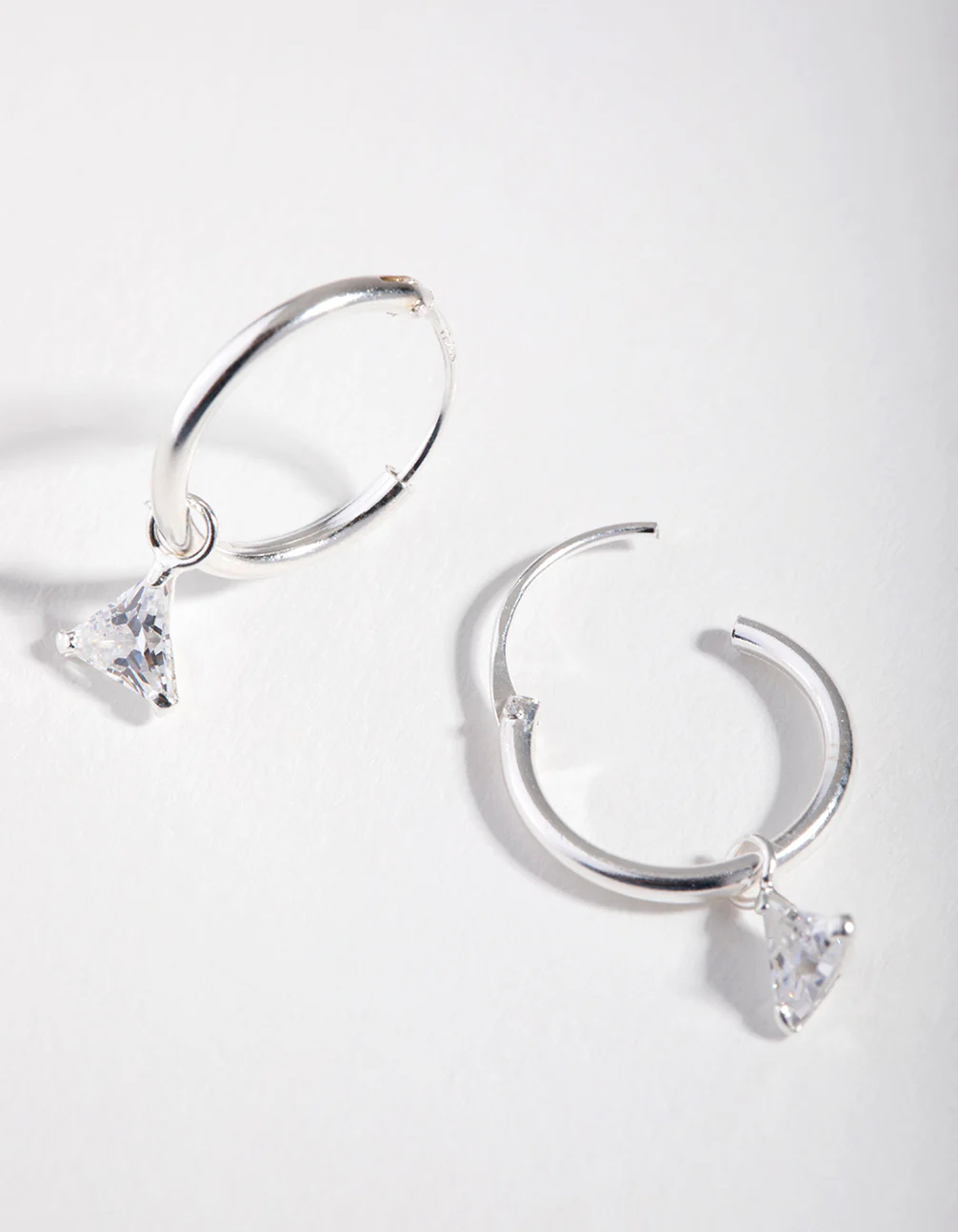 Cubic Zirconia Triangle Dangle Hoop Earrings - Image 3
