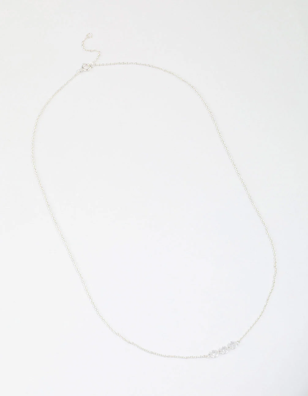 Sterling Silver Trio Round Cubic Zirconia Necklace - Image 2