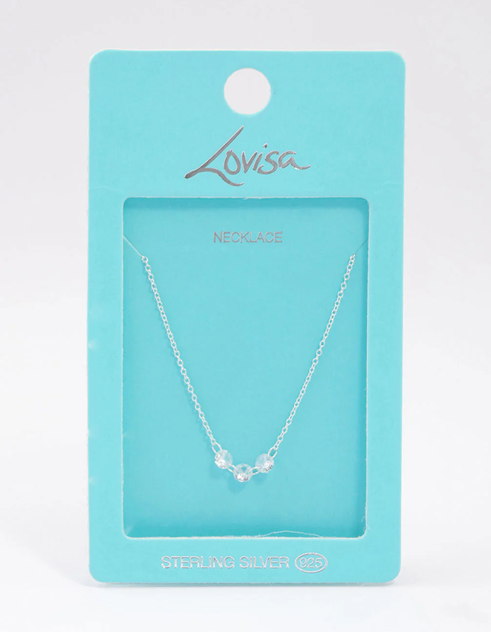 Sterling Silver Trio Round Cubic Zirconia Necklace - Image 4