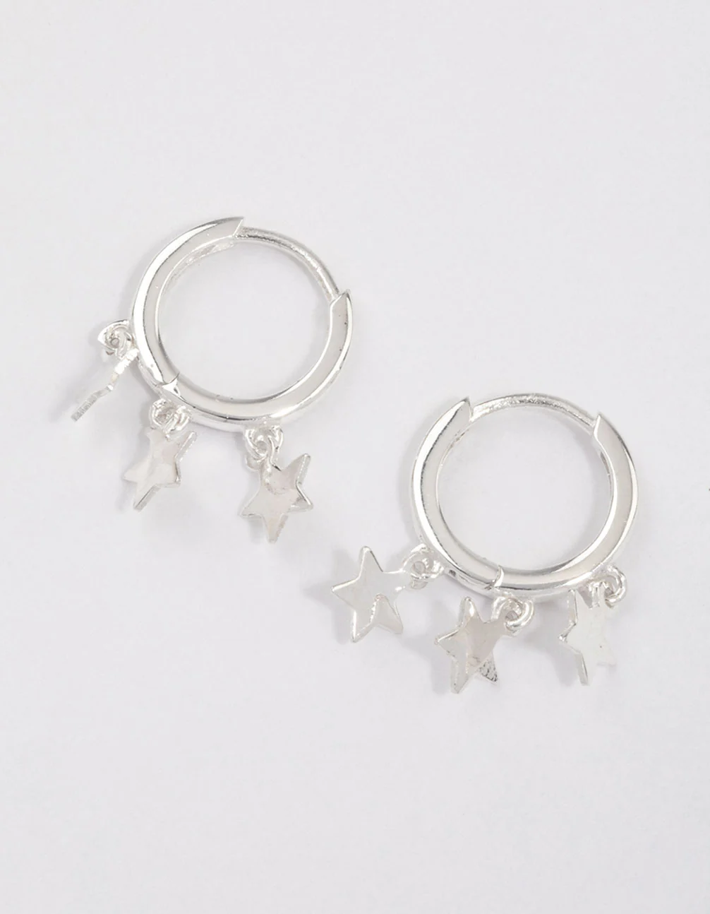Sterling Silver Trio Star Huggie Earrings