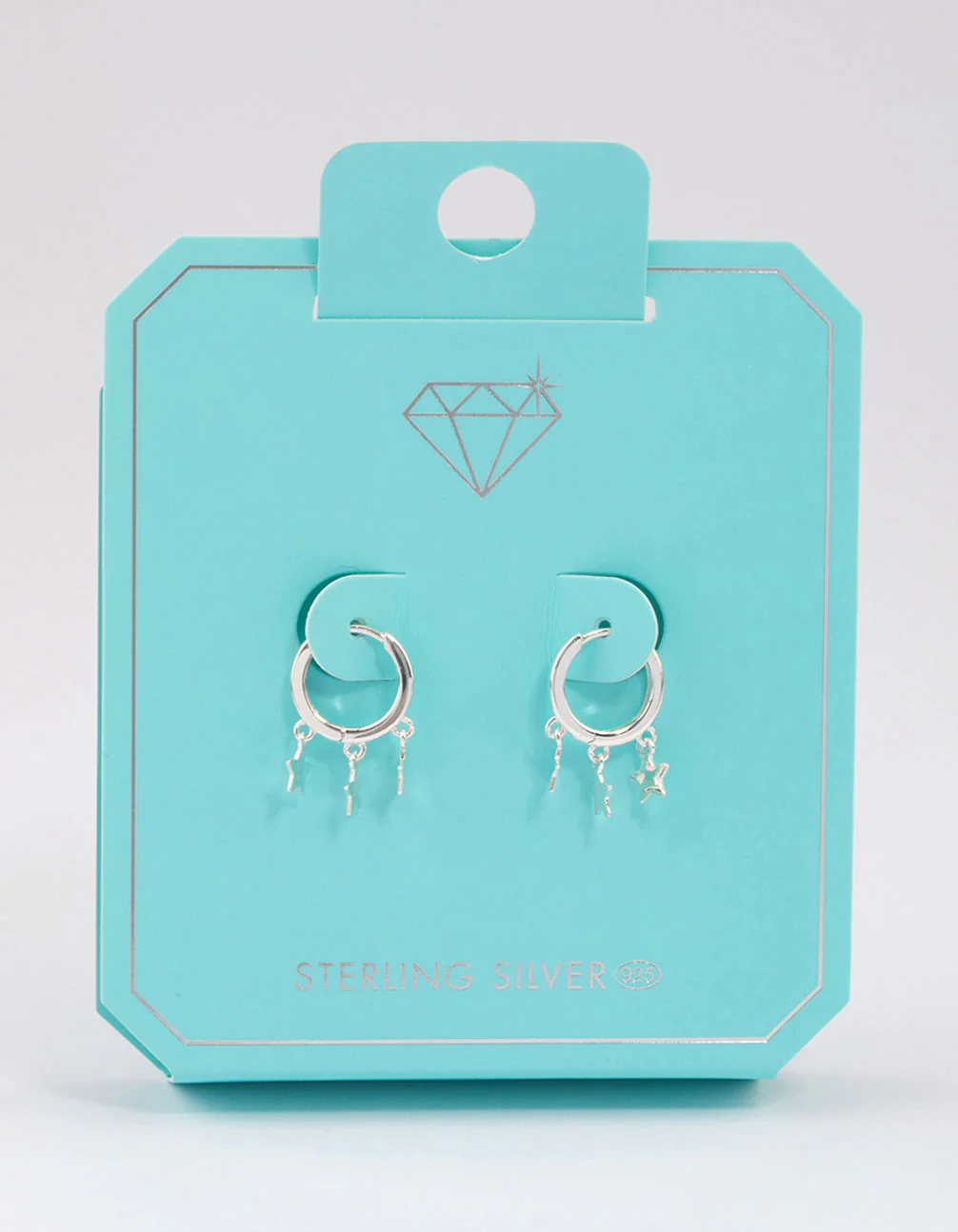 Sterling Silver Trio Star Huggie Earrings - Image 3