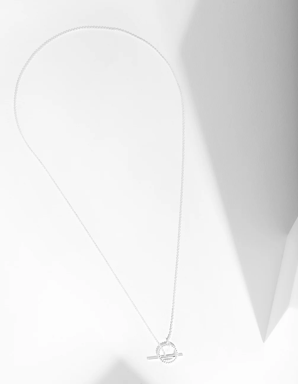 Sterling Silver Twist T Bar Necklace - Image 3