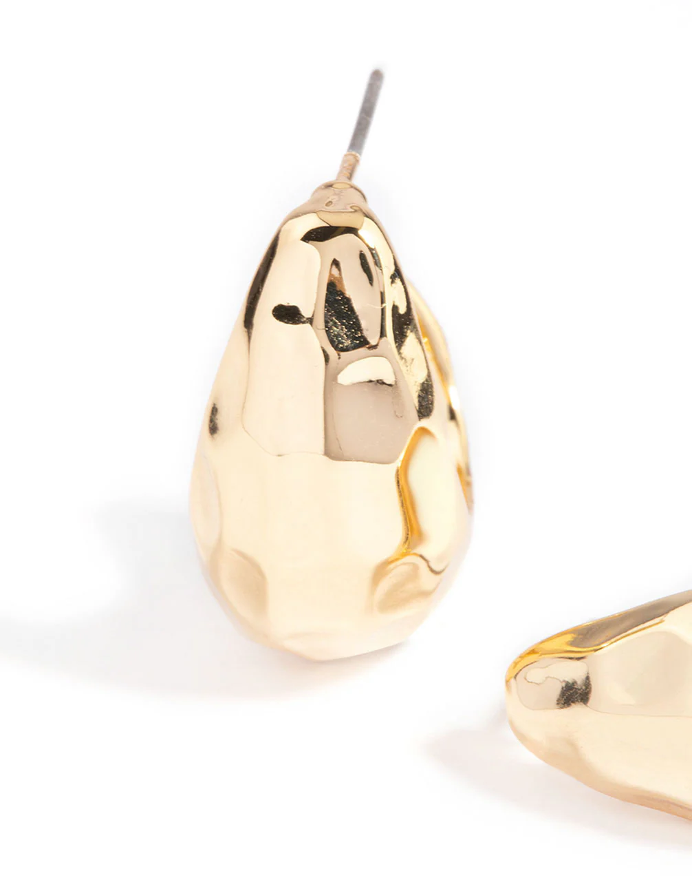 Gold Plated Textured Bold Hoop Earrings - Image 2