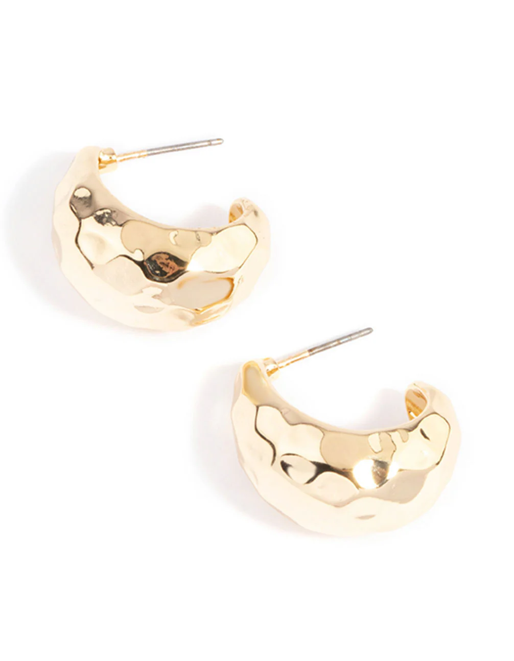 Gold Plated Textured Bold Hoop Earrings - Image 3