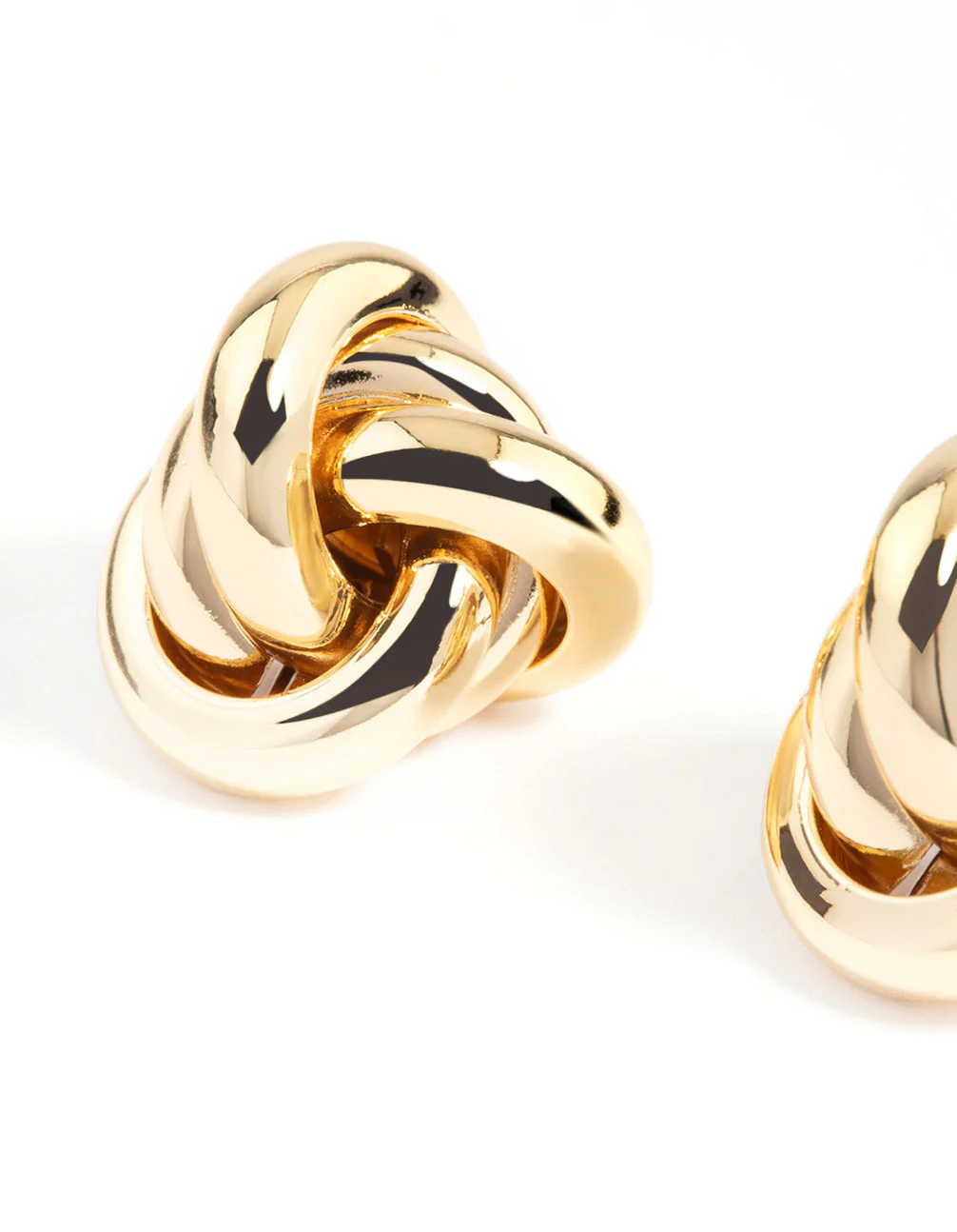 Gold Plated Classic Knotted Stud Earrings - Image 2