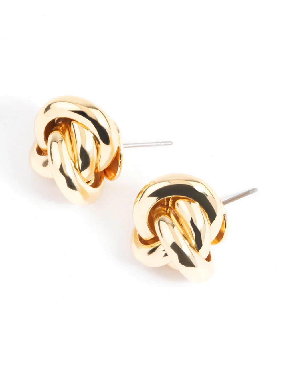 Gold Plated Classic Knotted Stud Earrings - Image 3