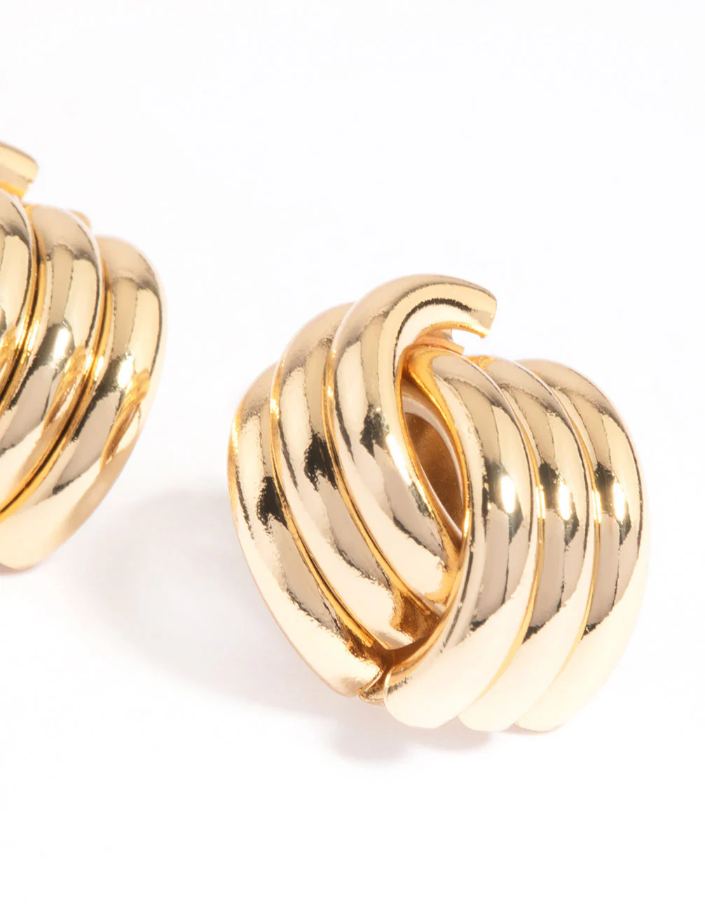 Gold Plated Knotted Stud Earrings - Image 2