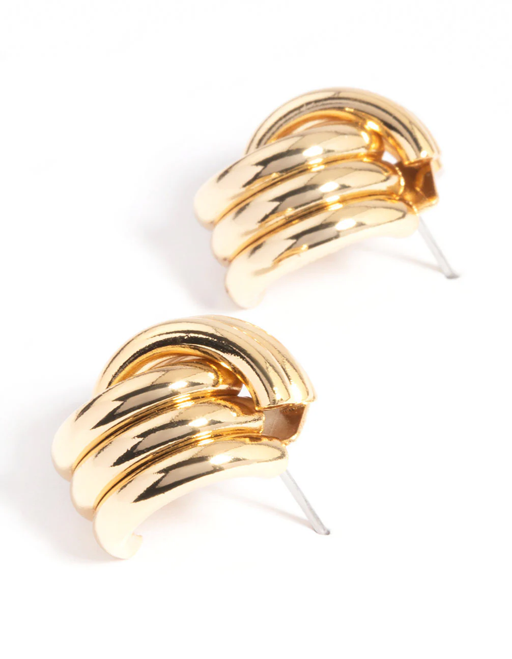Gold Plated Knotted Stud Earrings - Image 3