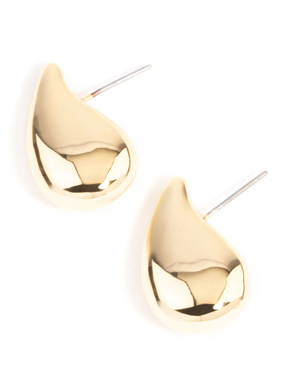 Gold Plated Smooth Teardrop Stud Earrings - Image 3