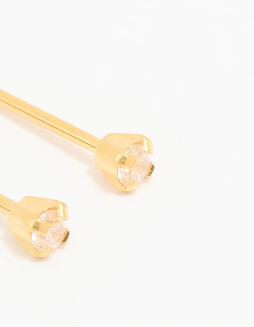 24KT Gold Plated Surgical Stainless Steel 2MM Cubic Zirconia Piercing Stud - Image 3