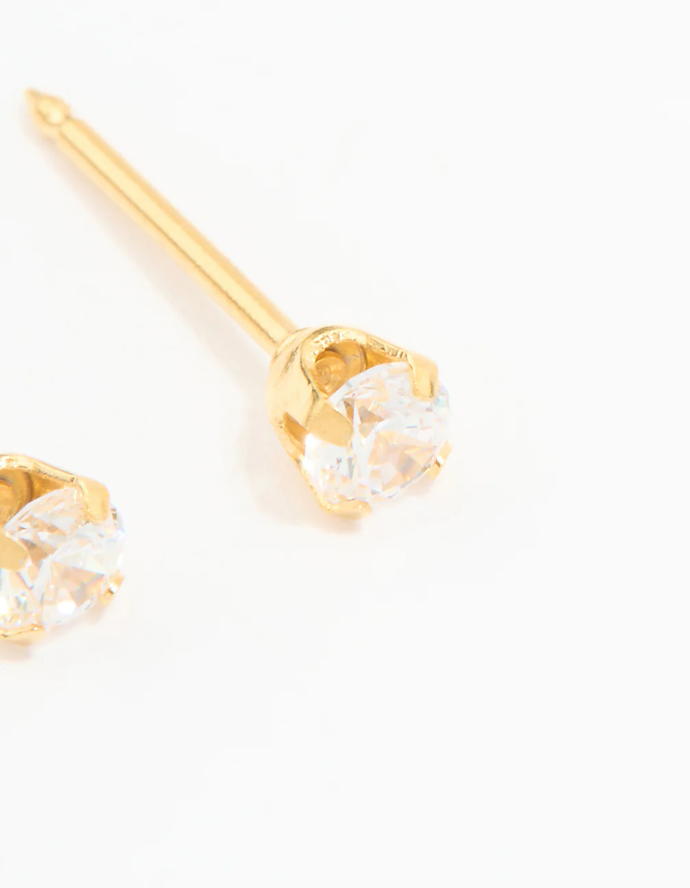 24KT Gold Plated Surgical Stainless Steel 3MM Cubic Zirconia Piercing Stud - Image 3