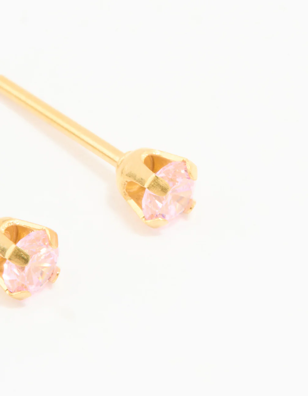 24KT Gold Plated Surgical Steel 3MM Pink Cubic Zirconia Piercing Stud - Image 3