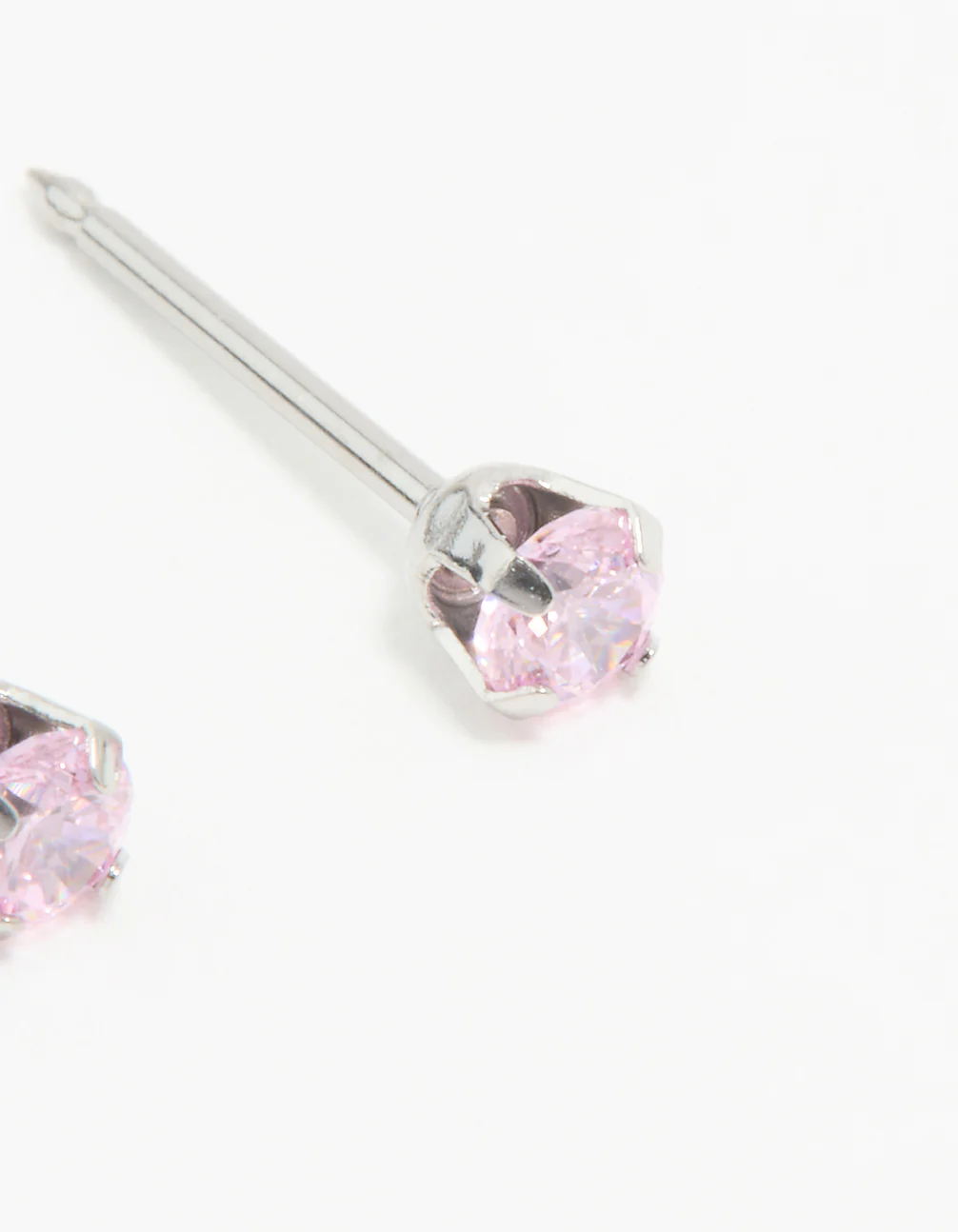 Surgical Stainless Steel 3MM Pink Cubic Zirconia Piercing Stud - Image 3