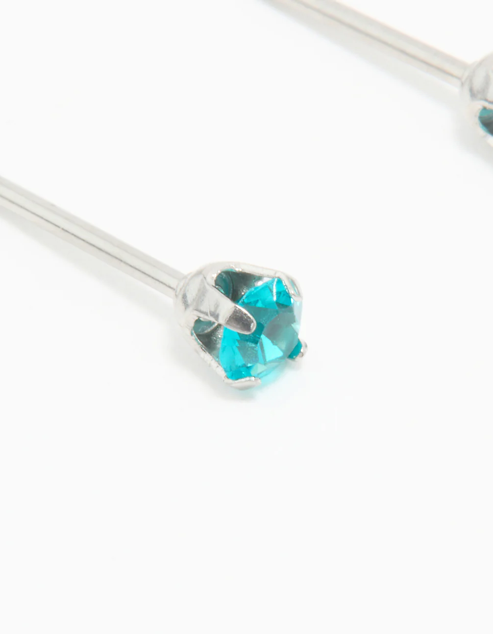 Surgical Stainless Steel Aqua Blue 3MM Cubic Zirconia Piercing Stud - Image 2
